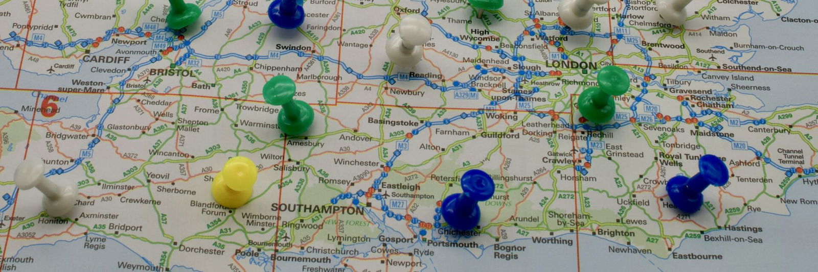 Map of england with pins