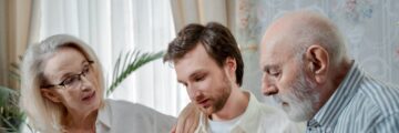 Old parents with son