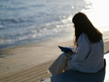 Reading poetry at the beach